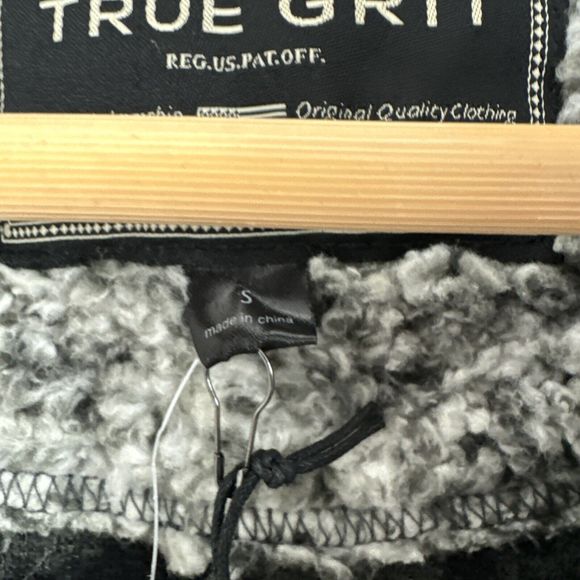 True Grit Sherpa Fleece Mens Pullover Sweater Small Gray Quarter Zip Warm - Picture 3 of 7